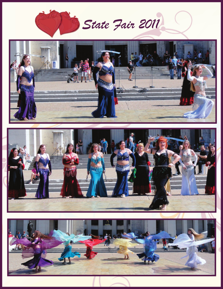 a collage page of dancers  and drummers performing at The State Fair of Texas in 2011